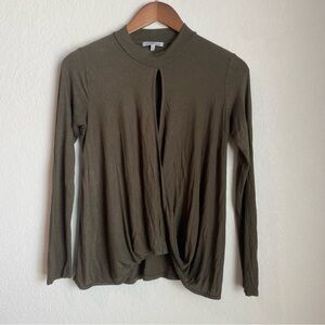 Charlotte Russe Green Olive Long Sleeve Blouse